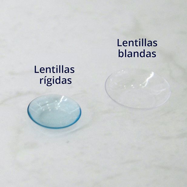 Comparación entre una lente de contacto rígida y una blanda.