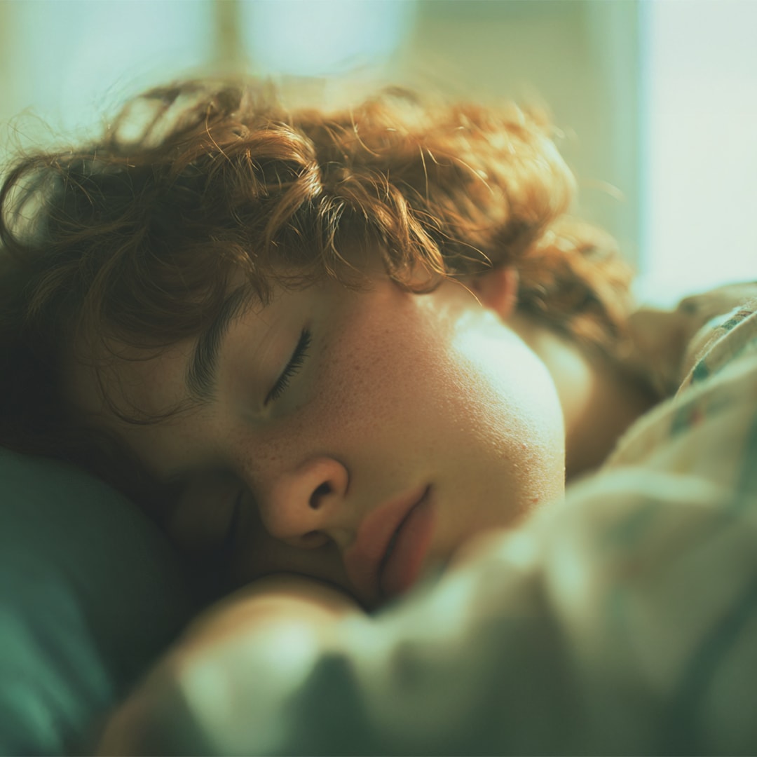 Primer plano de un niño durmiendo sobre una almohada