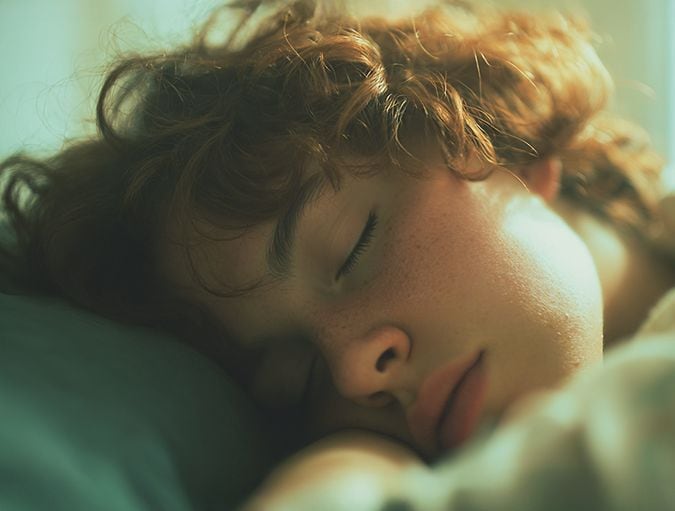 Primer plano de un niño durmiendo sobre una almohada